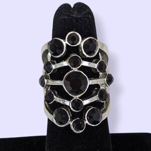 Bohemian Black Stone Web Ring